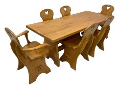 20th century light elm refectory dining table