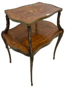 19th century French inlaid walnut two-tier étagère