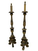 Pair of 19th century Italian Baroque giltwood and gesso converted candlestands