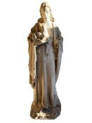 19th century weathered carved sandstone figure of Jesus Christ depicted as the Good Shepherd
