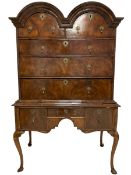 Early 18th century walnut double-domed chest-on-stand