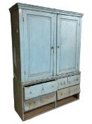 19th century painted pine house keeper's press cupboard
