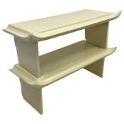 Pair of contemporary low side tables with Chinese altar table tops