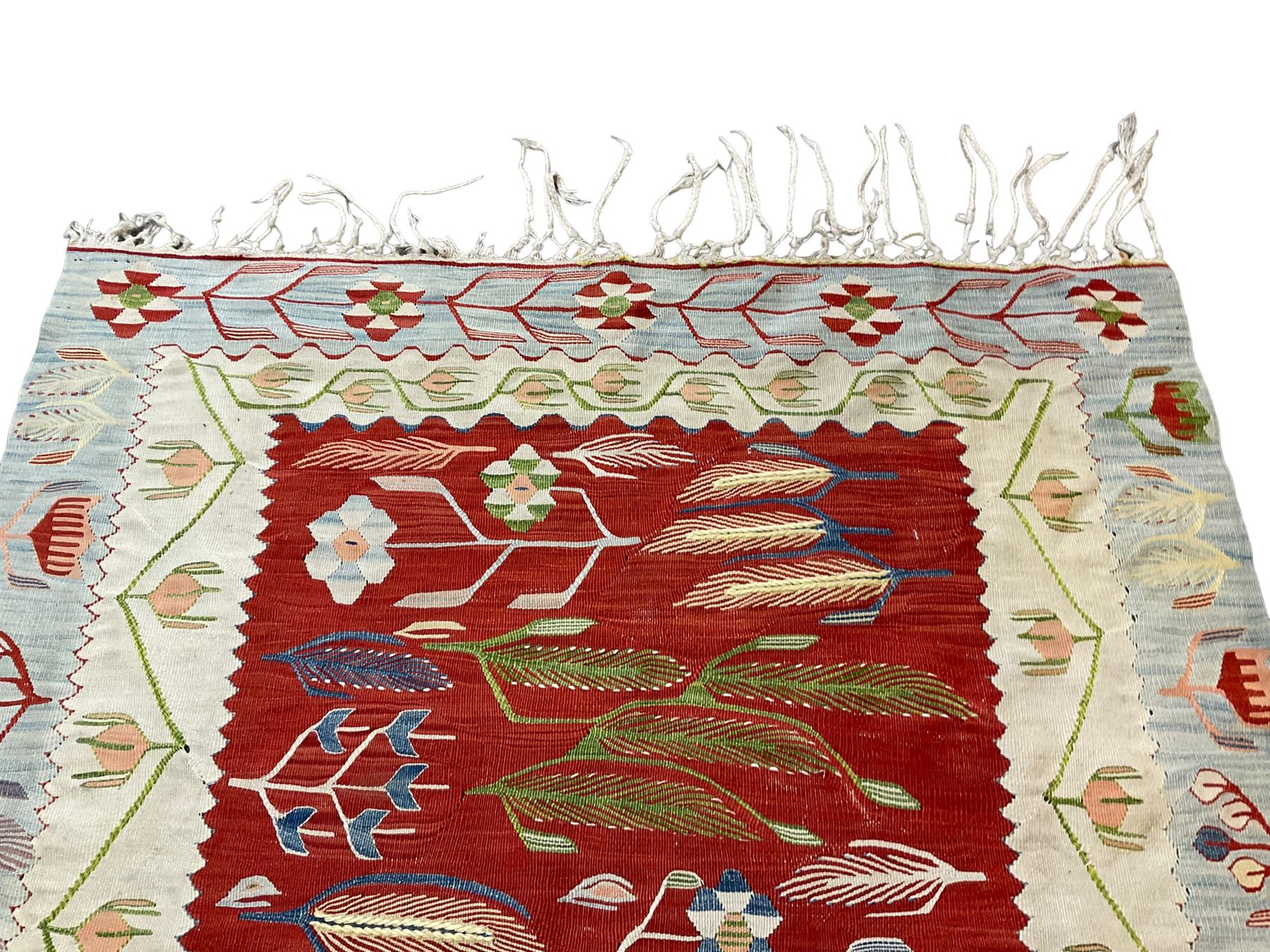 Turkish Kilim ivory and crimson ground rug - Image 3 of 5