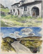 J Brian Crossland (Northern British 20th century): Moorland Road Landscape