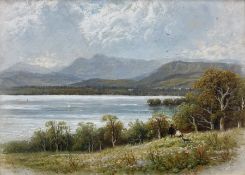 Robert Finlay McIntyre (British c.1846-1906): Vignette View of Loch Katrine and Ellen Isale