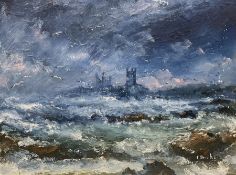 Frank Burke (British 1947-): 'Stormy Dawn - Dunstanburgh'