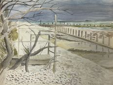 Frederick George Austin (British 1902-1990): Coastal Landscape with Groynes and Walkway