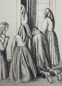 Frederick George Austin (British 1902-1990): Nuns and Gentlemen in Prayer at Doorway