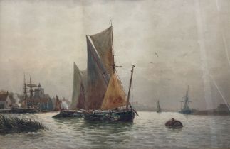 Robert Malcolm Lloyd (British 1859-1907): Sailing Ships in a British Estuary