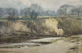 Arthur Reginald Smith (British 1872-1934): A Fly Fisherman 'on the Shores of the Wharfe'