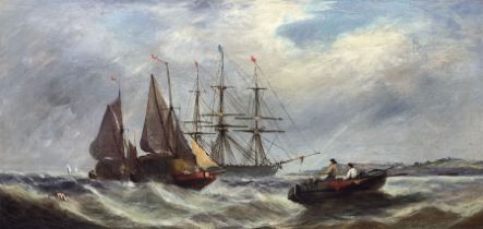 Attrib. William Calcott Knell (British 1830-1876): Shipping off the Coast