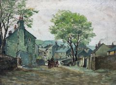 Arthur W Newsholme (Northern British 1920-): Horse and Cart in a Yorkshire Village