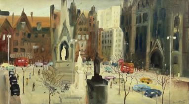 Albin Trowski (Polish 1919-2012): Albert Square - Manchester