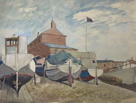 Frederick George Austin (British 1902-1990): A British Boatyard