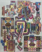 Sir Eduardo Paolozzi (Scottish 1924-2005): Abstract Composition for the Underground with Blue Backgr