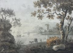 John Henry Campbell (Irish 1757-1829): Figures in an Estuary Landscape