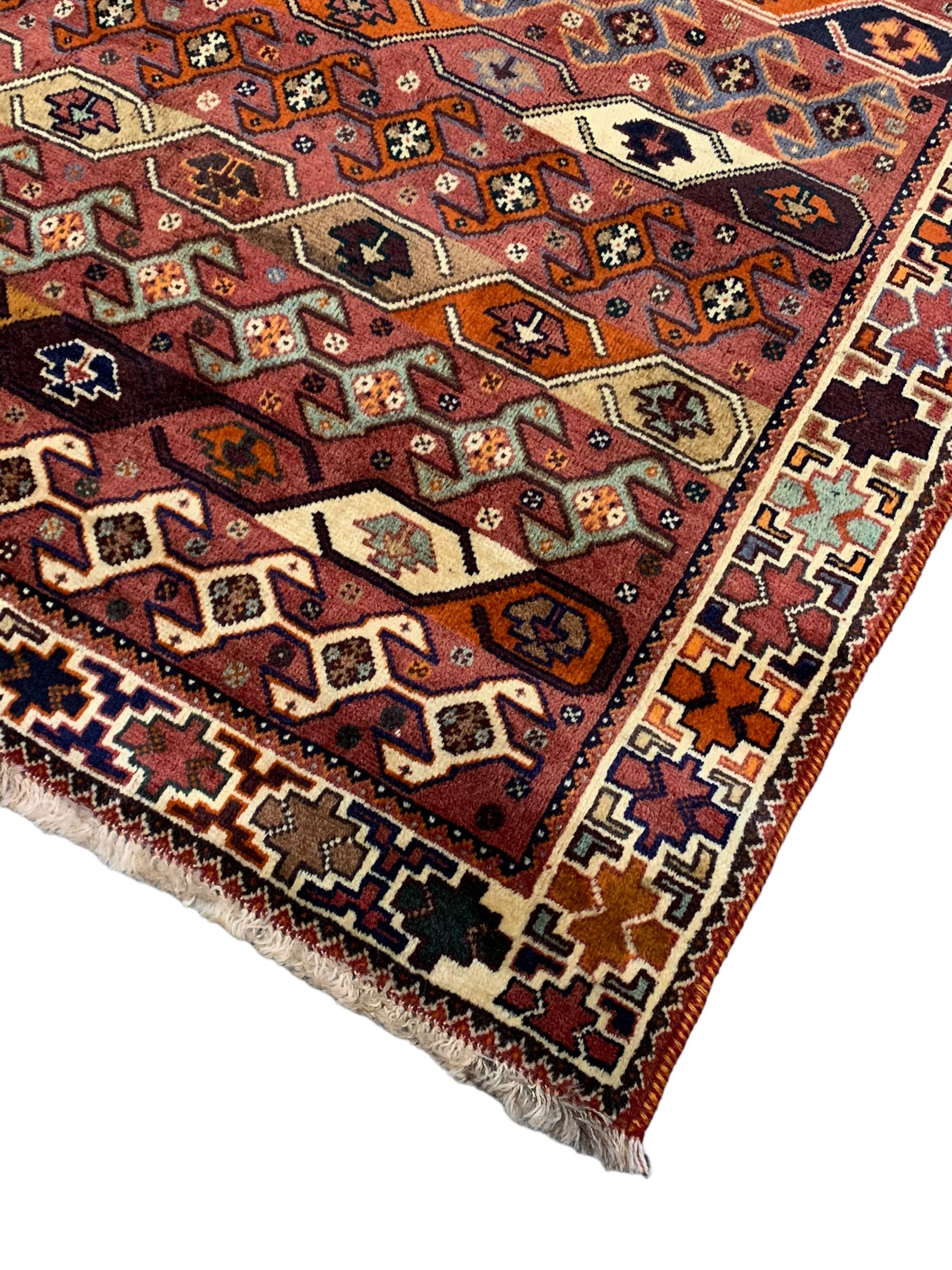 Persian Shirvan coral ground rug - Image 4 of 8
