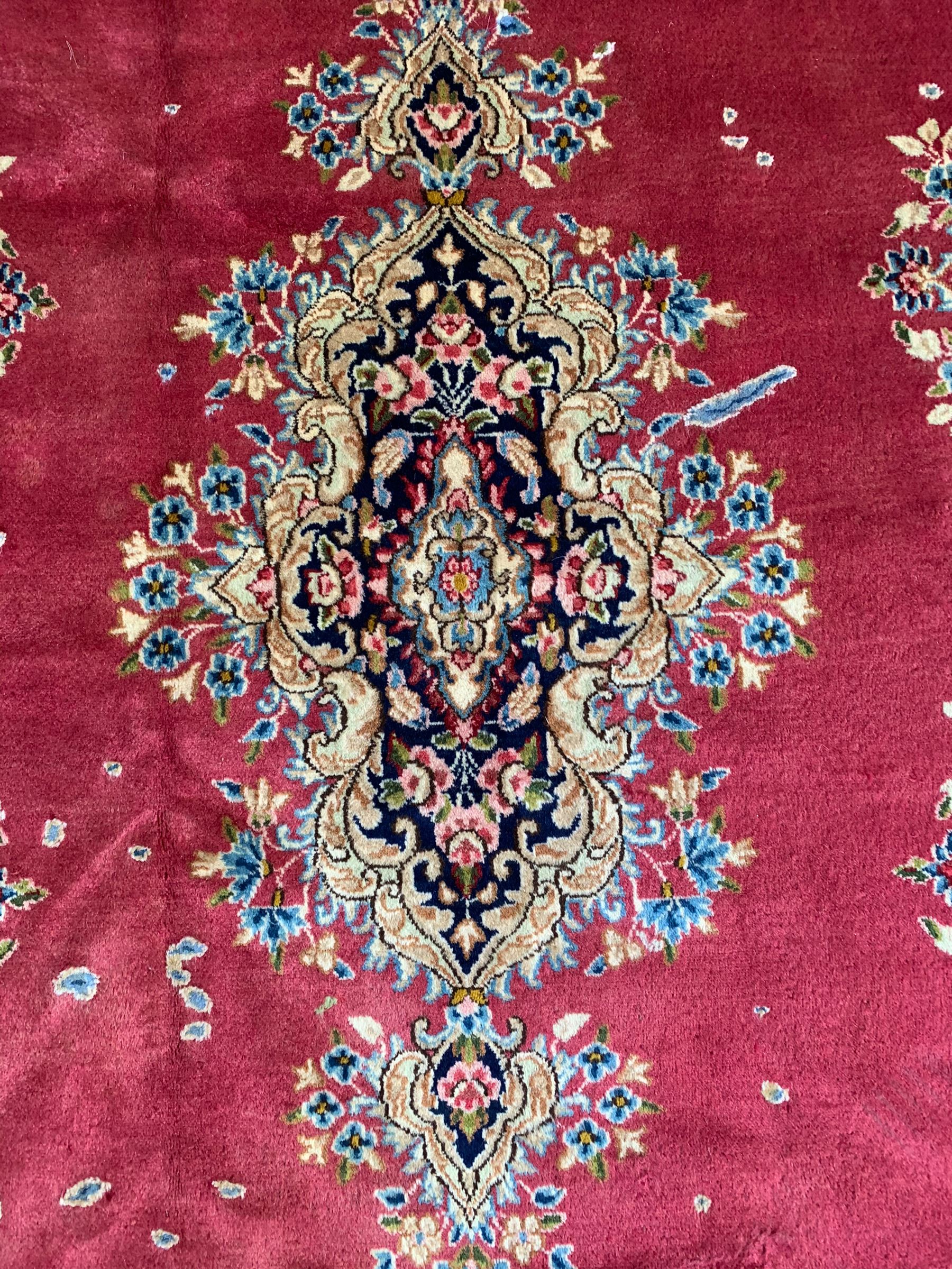 Persian Kerman red ground rug - Image 3 of 5