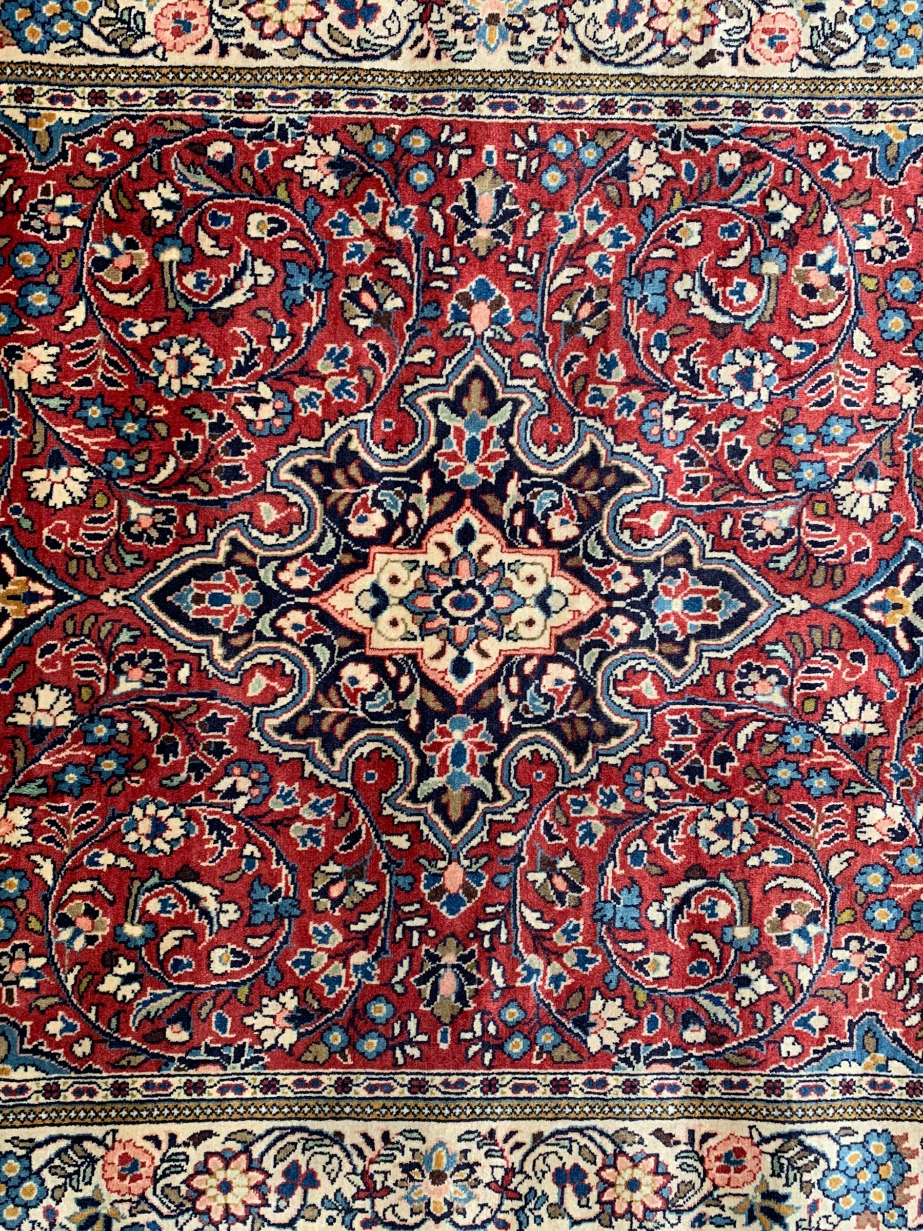 Persian Mahallat crimson ground rug - Image 4 of 7