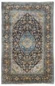 Persian Kashan indigo ground carpet