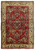 Persian Kerman crimson ground rug