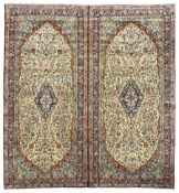 Persian double Kerman ivory ground carpet