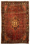 Persian Zanjan red ground rug
