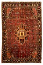 Persian Zanjan red ground rug