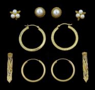 9ct gold jewellery including two pairs of hoop earrings