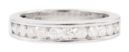 14ct white gold channel set round brilliant cut diamond half eternity ring