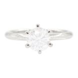 18ct white gold single stone round brilliant cut diamond ring