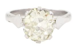 White gold single stone old cut diamond ring
