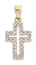 9ct gold diamond cross pendant