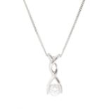 9ct white gold single stone cubic zirconia pendant necklace