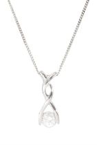 9ct white gold single stone cubic zirconia pendant necklace