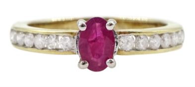 Gold oval ruby ring