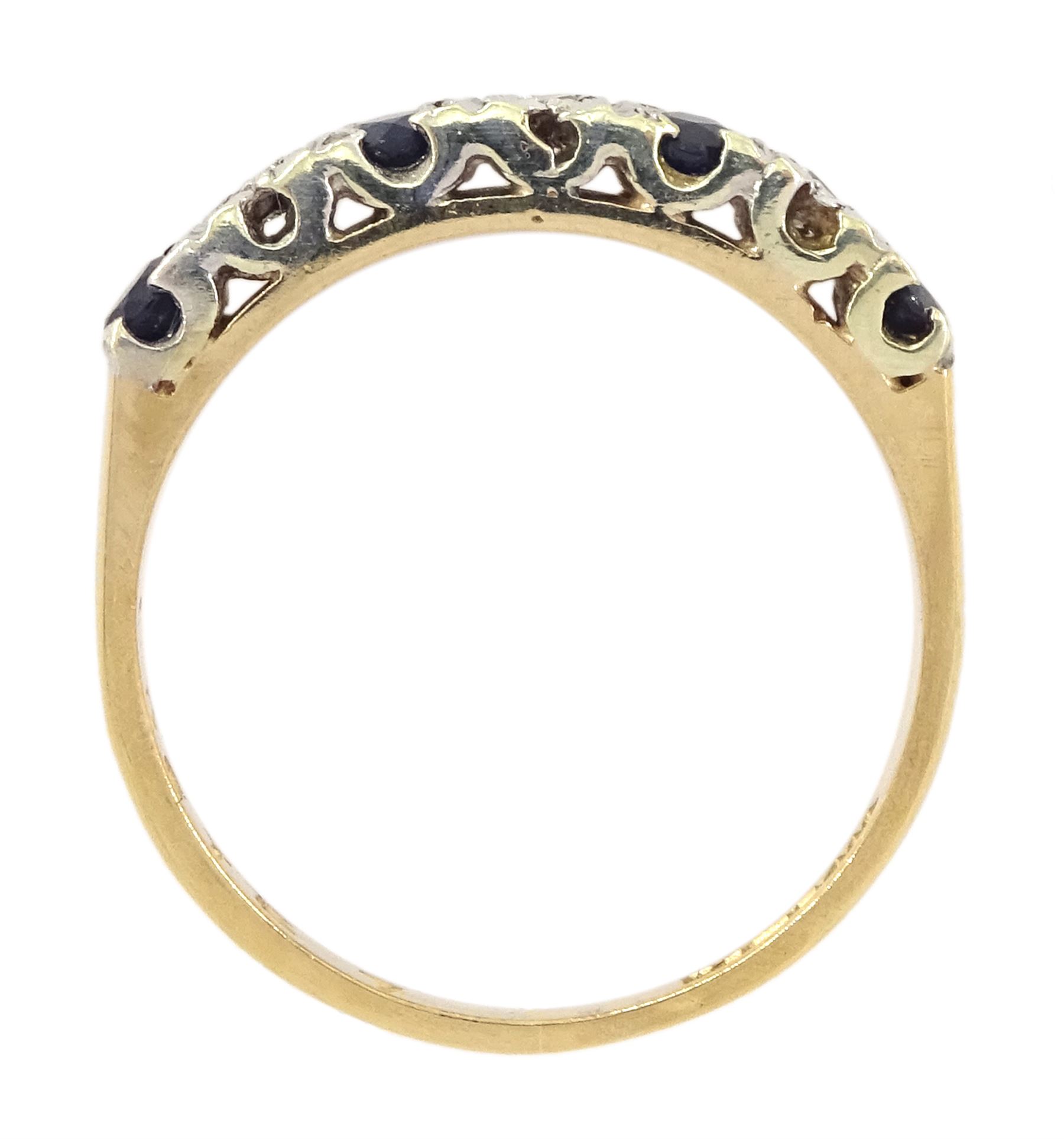 9ct gold seven stone sapphire and diamond ring - Image 4 of 4