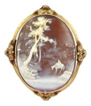 19th century gold shell cameo brooch