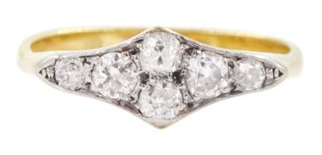 Early 20th century 18ct gold old cut diamond lozenge shaped cluster ring