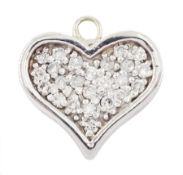14ct white gold pave set round brilliant cut diamond heart pendant