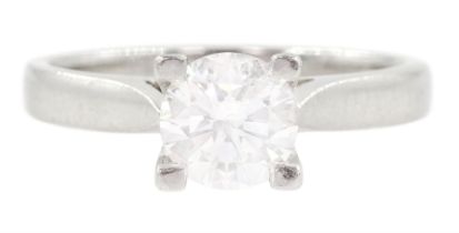 Platinum single stone round brilliant cut diamond ring