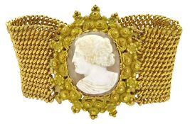 Mid 19th century gold-plated cameo bracelet