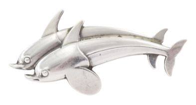 Georg Jensen silver dolphin brooch No. 317 designed by Arno Malinowski