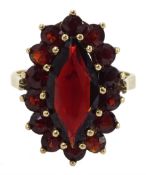 9ct gold garnet marquise shaped ring