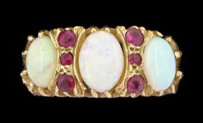 9ct gold opal and ruby ring