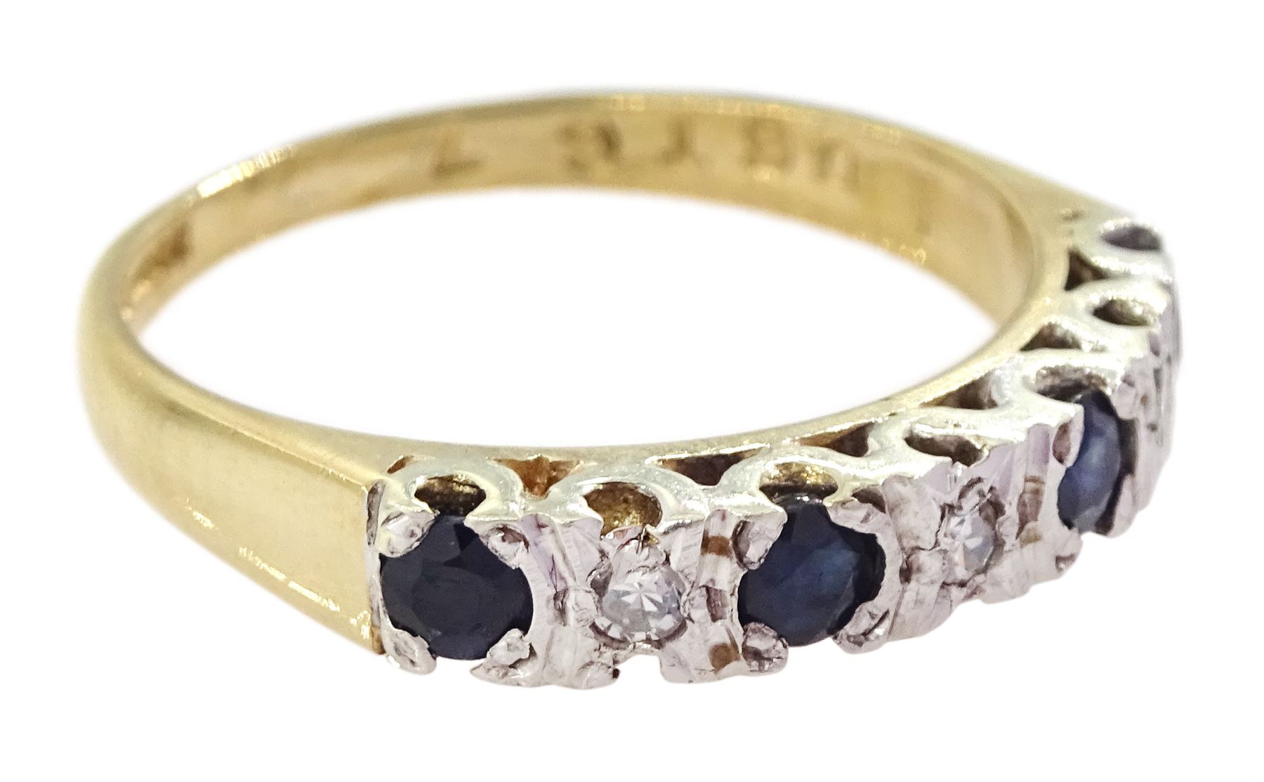 9ct gold seven stone sapphire and diamond ring - Image 3 of 4