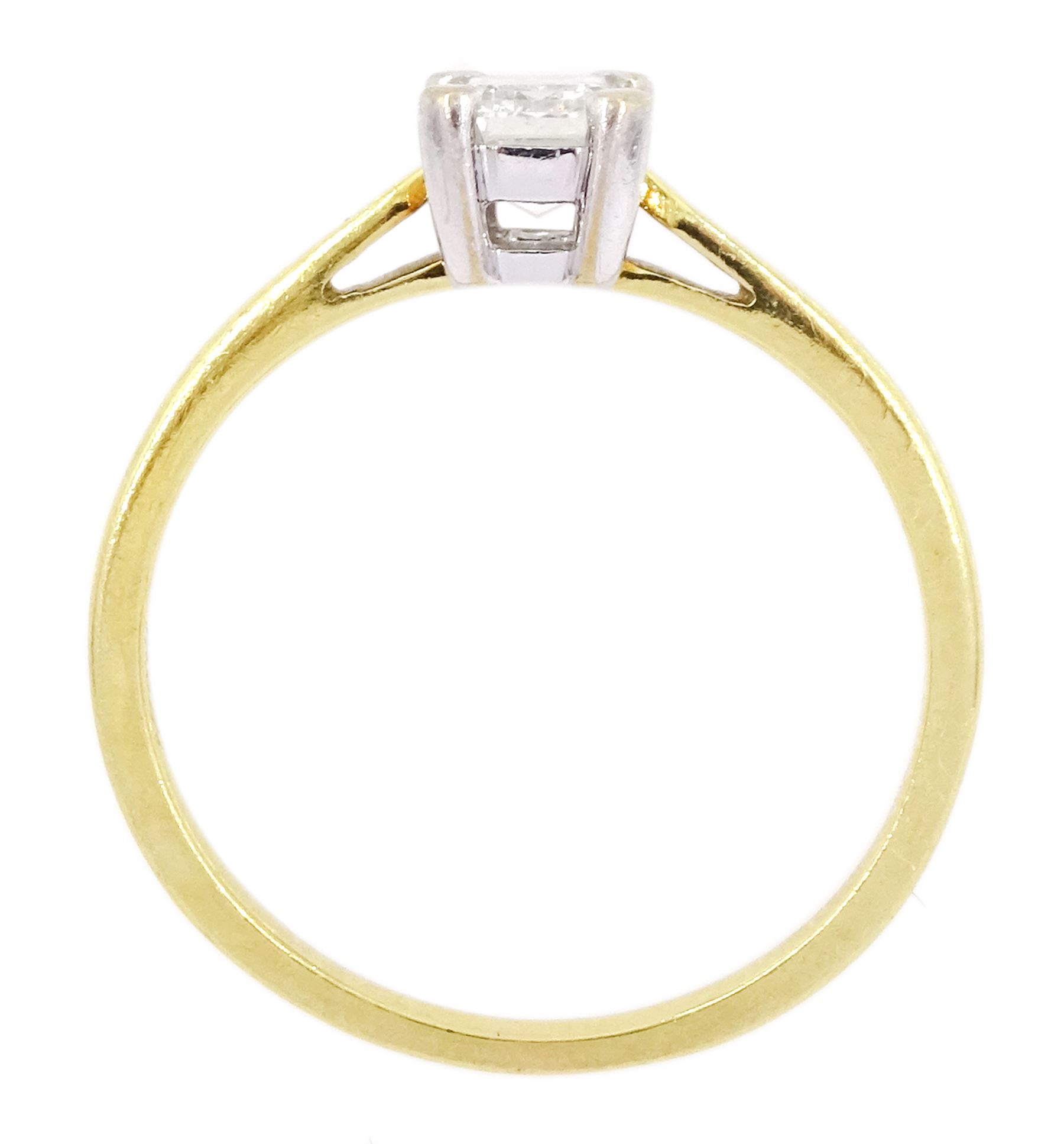 18ct gold single stone emerald cut diamond ring - Image 4 of 4