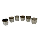 Set of six modern silver tot cups