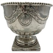 19th century Continental silver rose bowl with gilded interior